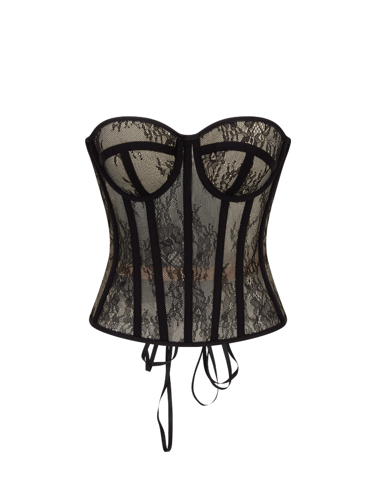 Fashion Ave Olivia Black Floral Lace Corset