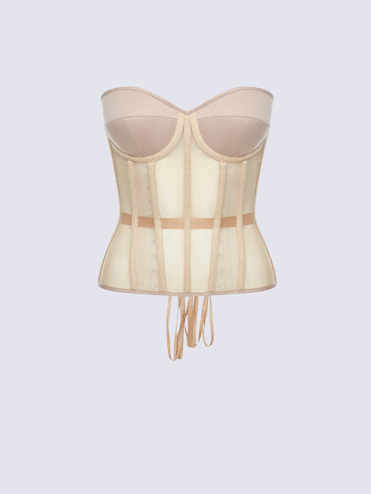 Fashion Ave Secret Form Black Sheer Corset Bra