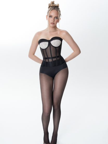 Fashion Ave Red Rhinestone Corset Top