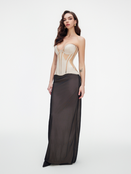 Fashion Ave Black Sheer Mesh Corset Top