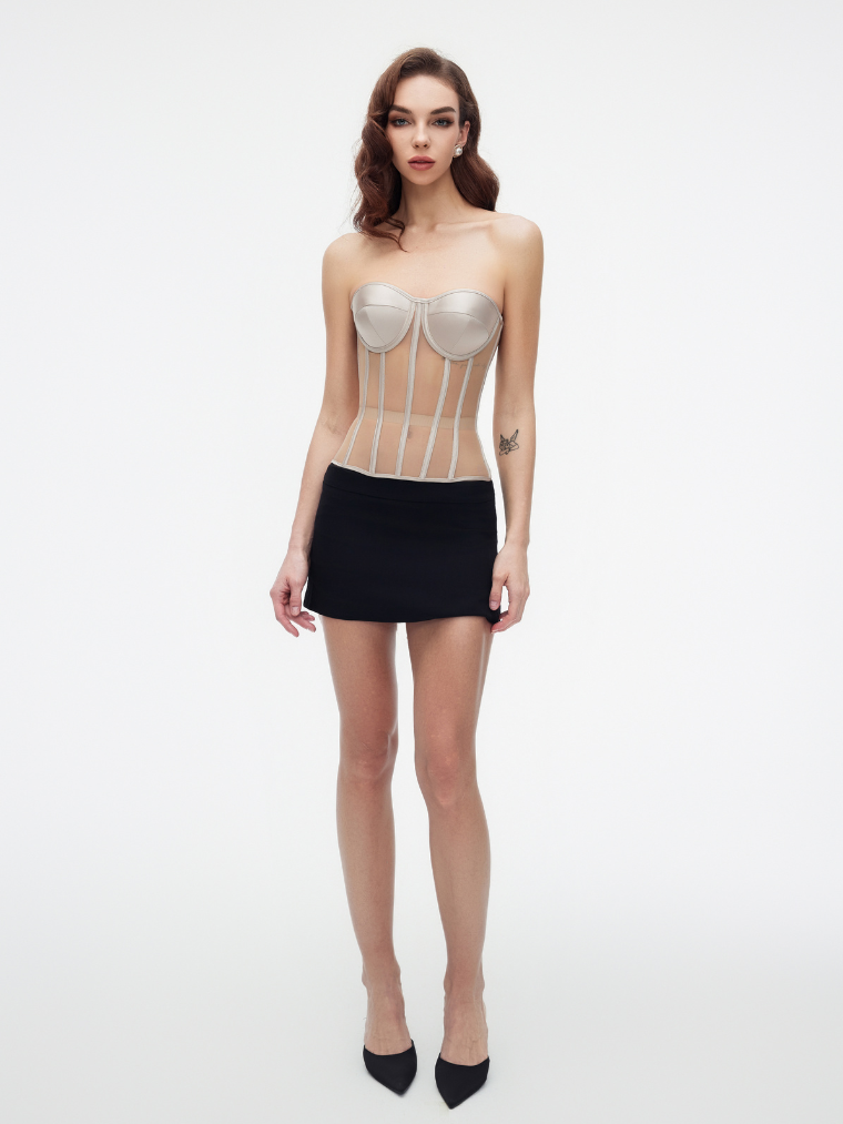 Fashion Ave Secret Form Black Sheer Corset Bra