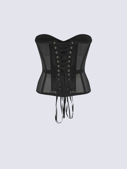 Fashion Ave Secret Form Black Sheer Corset Bra