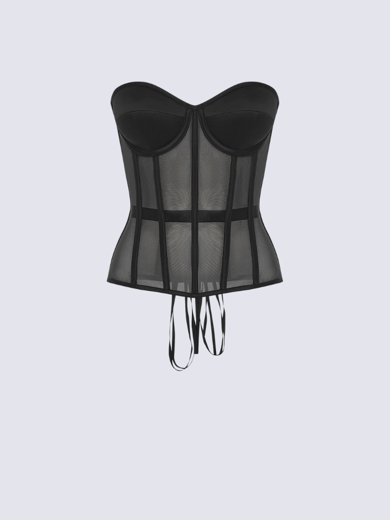 Fashion Ave Secret Form Black Sheer Corset Bra