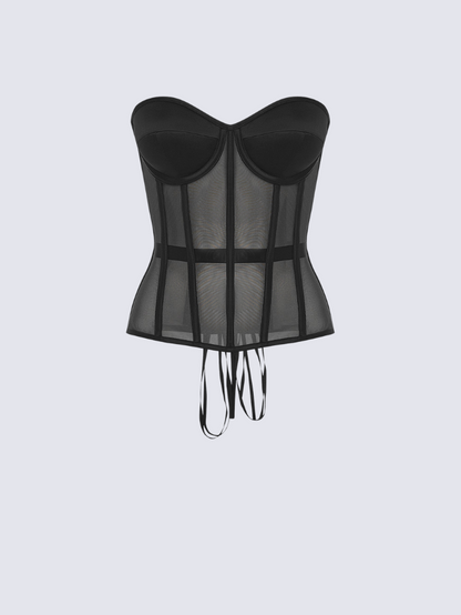 Fashion Ave Secret Form Black Sheer Corset Bra