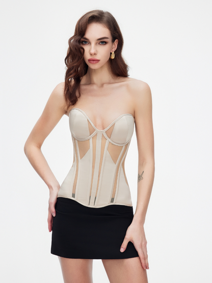 Fashion Ave Black Sheer Mesh Corset Top