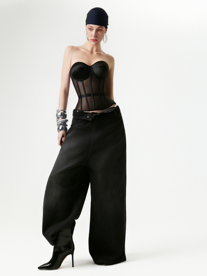 Fashion Ave Secret Form Black Sheer Corset Bra