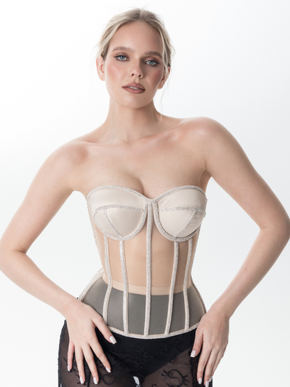 Fashion Ave Rhinestone Trim Secret Form Corset