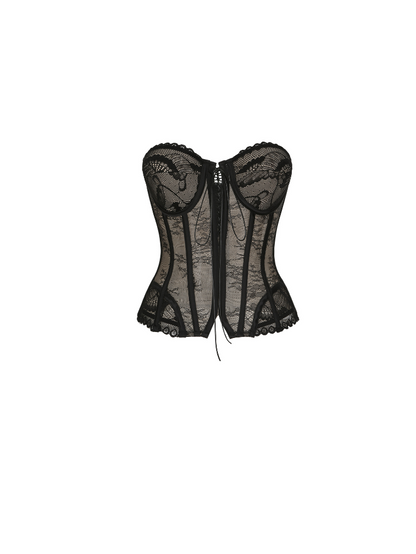 Fashion Ave Black Floral Lace Corset