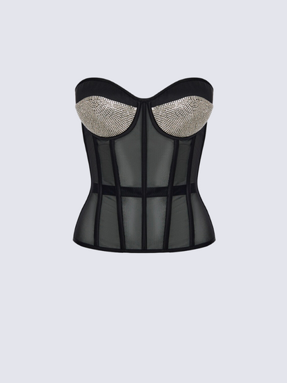 Fashion Ave Red Rhinestone Corset Top