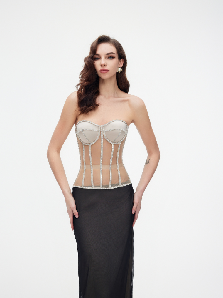 Fashion Ave Rhinestone Trim Secret Form Corset