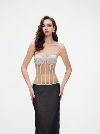 Fashion Ave Rhinestone Trim Secret Form Corset