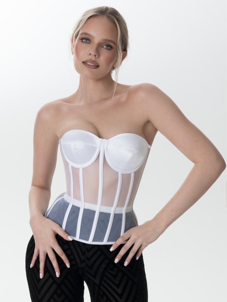Fashion Ave Secret Form Black Sheer Corset Bra