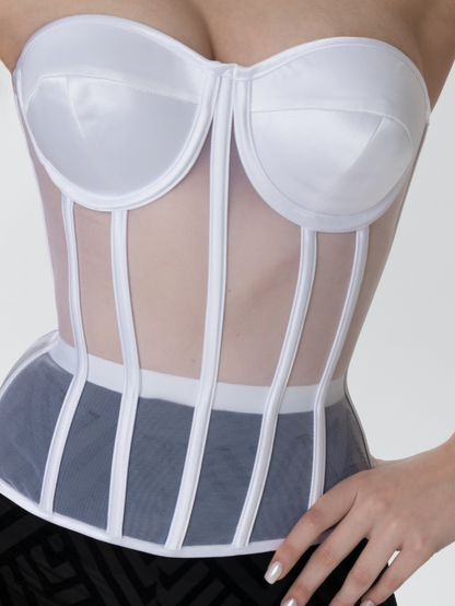 Fashion Ave Secret Form Black Sheer Corset Bra
