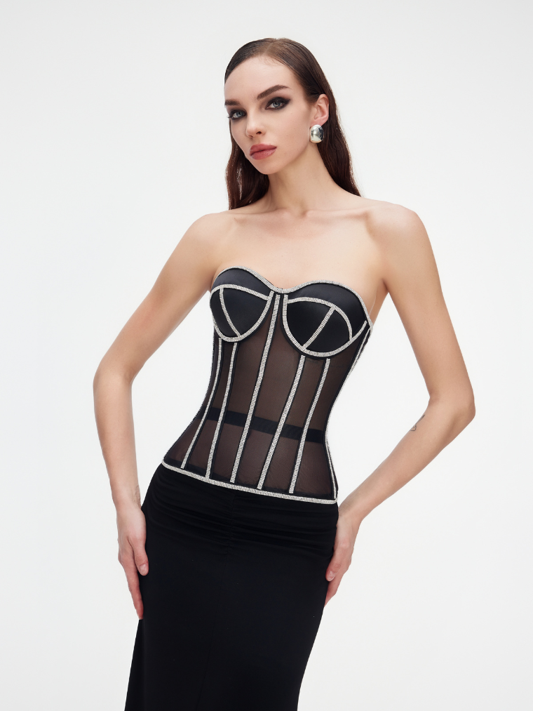 Fashion Ave Rhinestone Trim Secret Form Corset