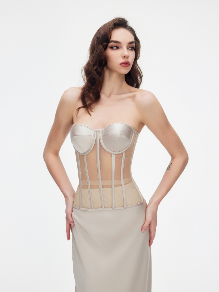 Fashion Ave Secret Form Black Sheer Corset Bra