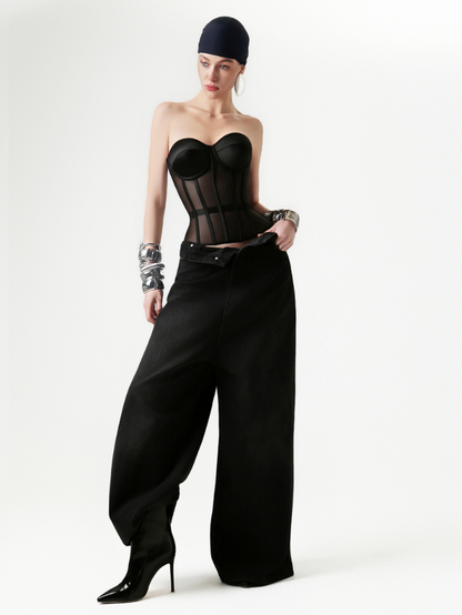Fashion Ave Secret Form Black Sheer Corset Bra