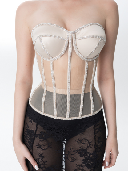 Fashion Ave Rhinestone Trim Secret Form Corset