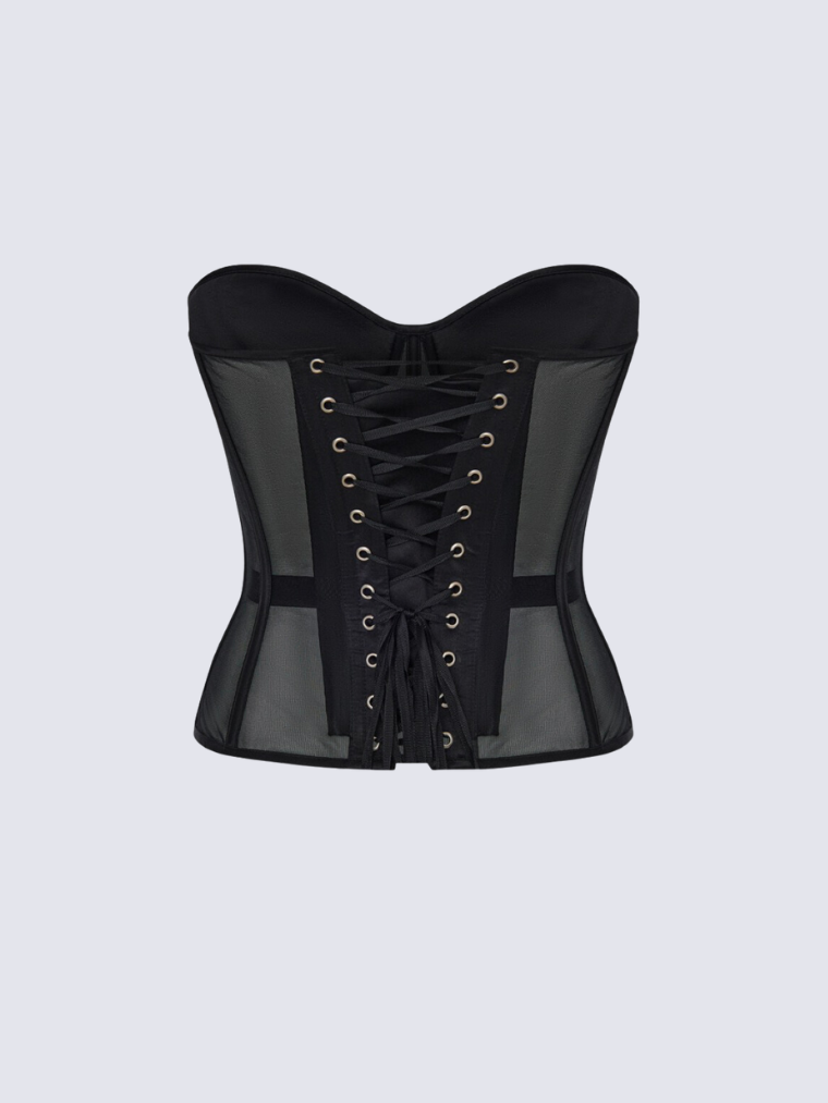 Fashion Ave Red Rhinestone Corset Top