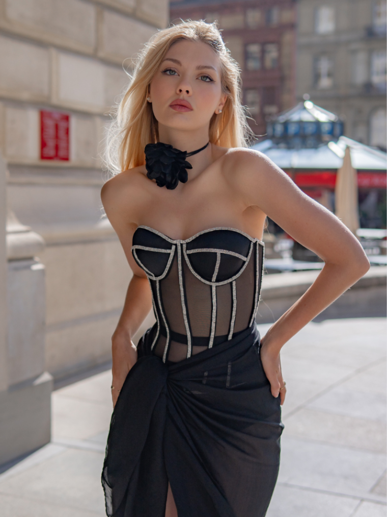 Fashion Ave Rhinestone Trim Secret Form Corset