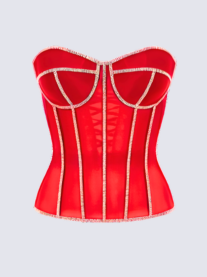 Fashion Ave Rhinestone Trim Secret Form Corset