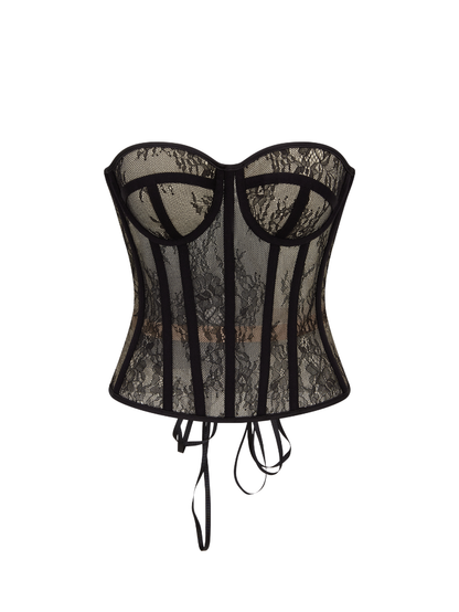 Fashion Ave Olivia Black Floral Lace Corset