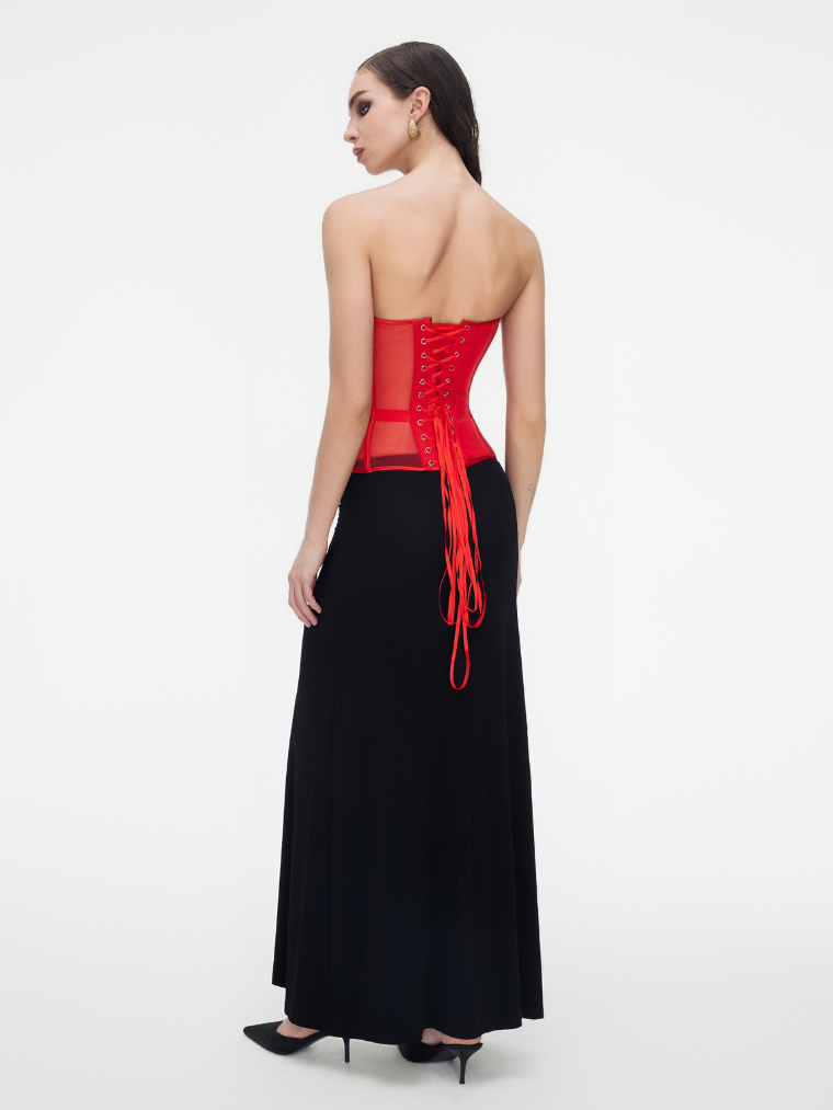Fashion Ave Red Rhinestone Corset Top