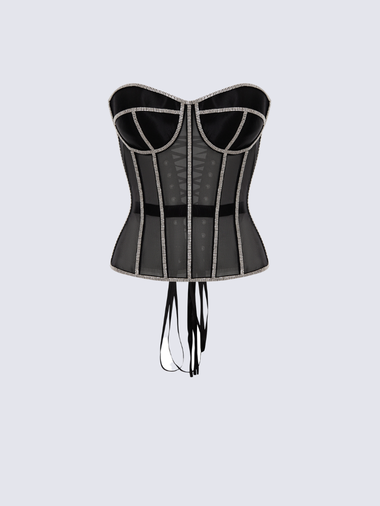 Fashion Ave Rhinestone Trim Secret Form Corset