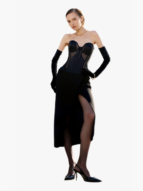 Fashion Ave Black Sheer Mesh Corset Top