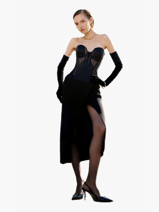 Fashion Ave Black Sheer Mesh Corset Top
