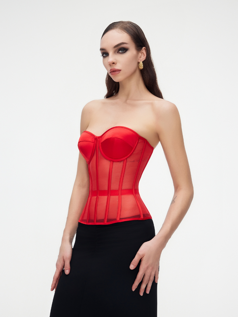 Fashion Ave Secret Form Black Sheer Corset Bra