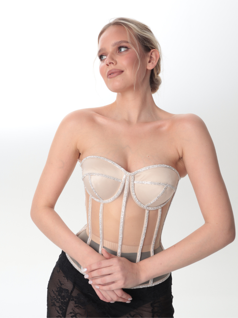 Fashion Ave Rhinestone Trim Secret Form Corset