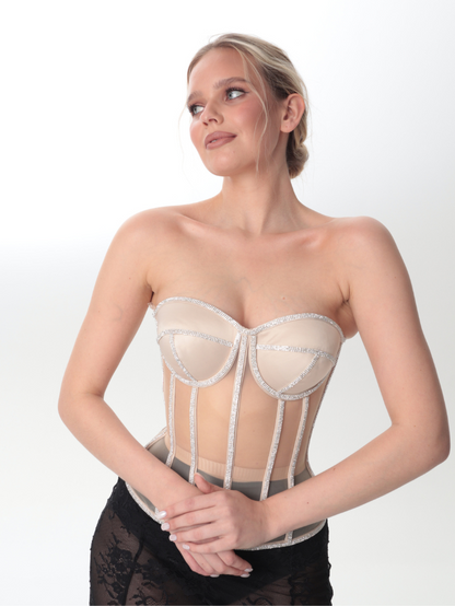 Fashion Ave Rhinestone Trim Secret Form Corset