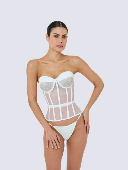 Fashion Ave Red Rhinestone Corset Top