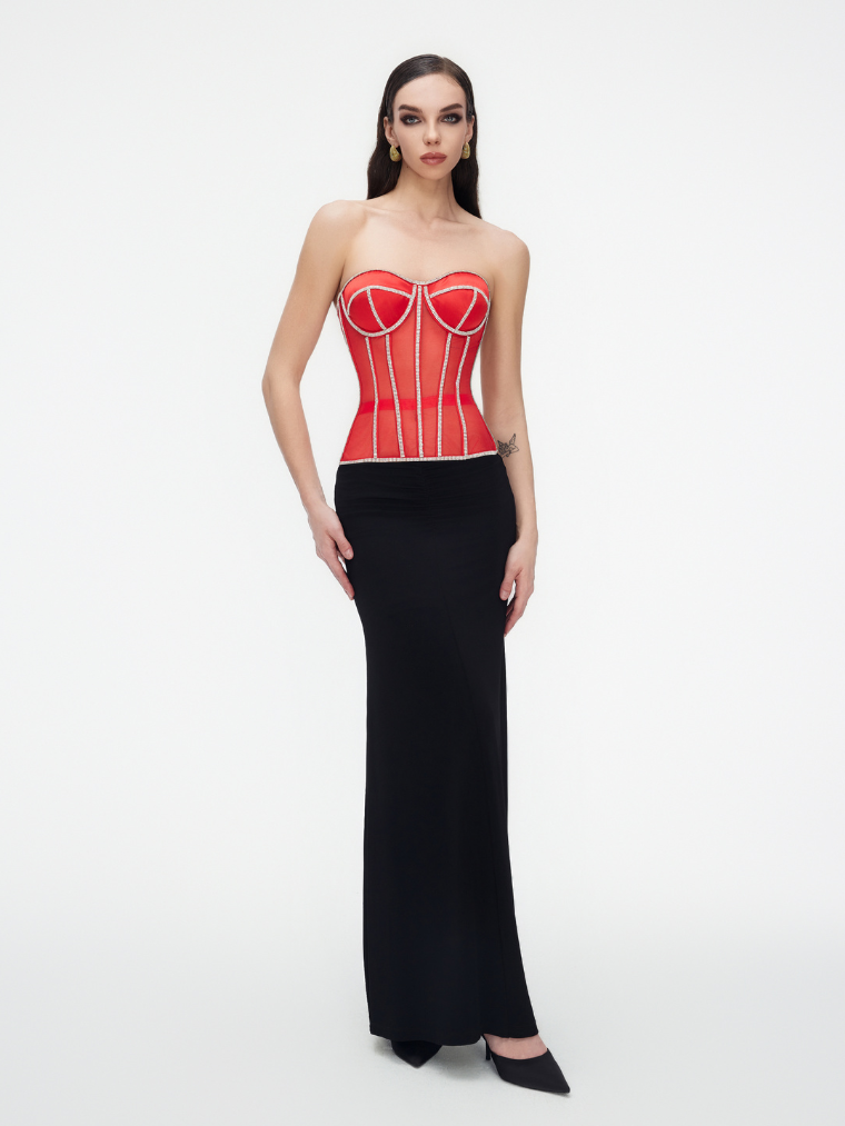 Fashion Ave Rhinestone Trim Secret Form Corset