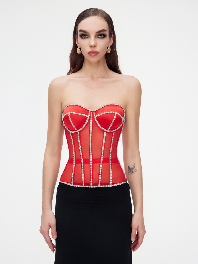Fashion Ave Rhinestone Trim Secret Form Corset