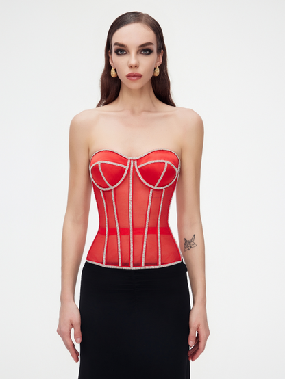 Fashion Ave Rhinestone Trim Secret Form Corset