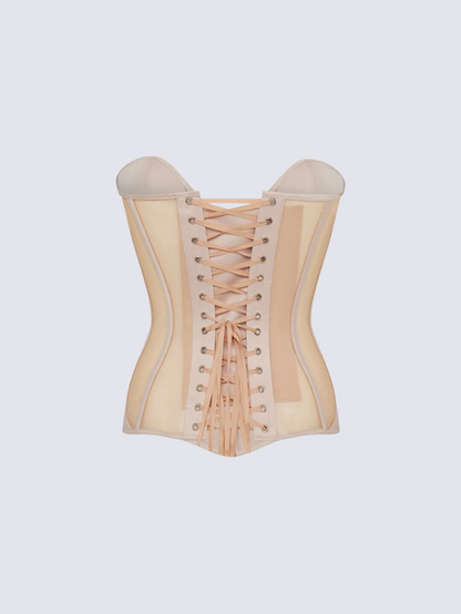 Fashion Ave Black Sheer Mesh Corset Top