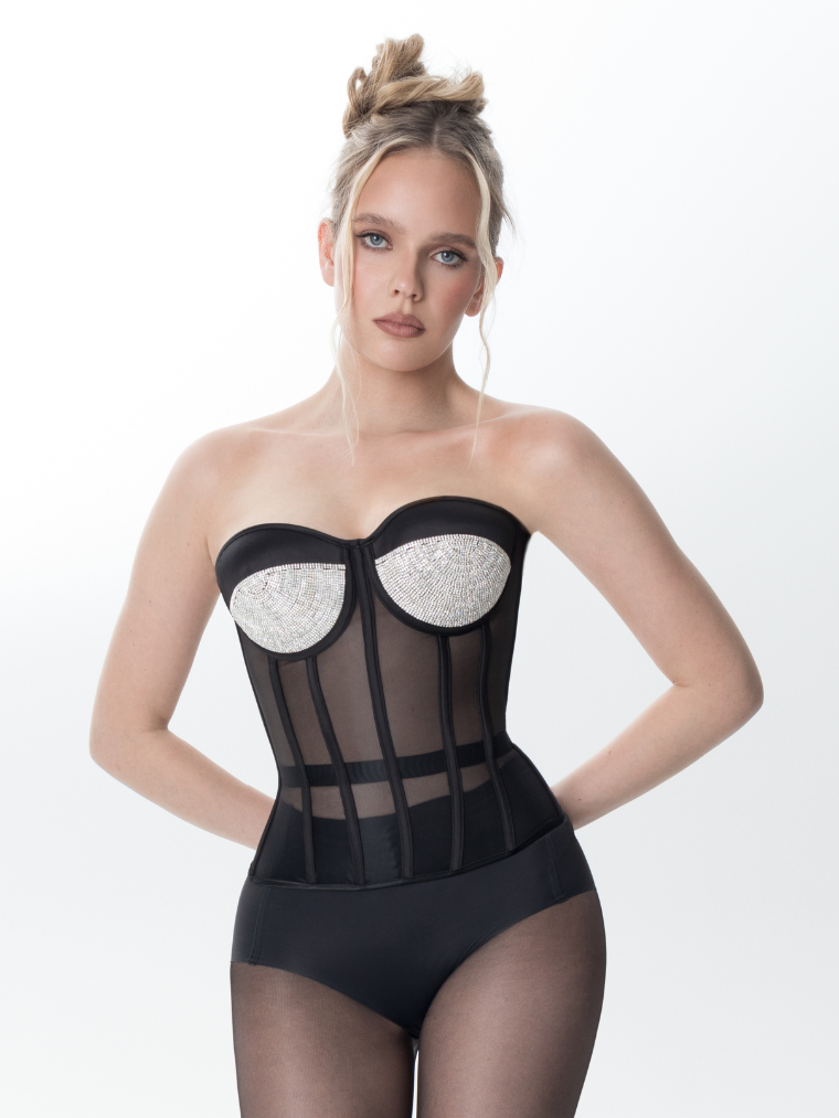 Fashion Ave Red Rhinestone Corset Top