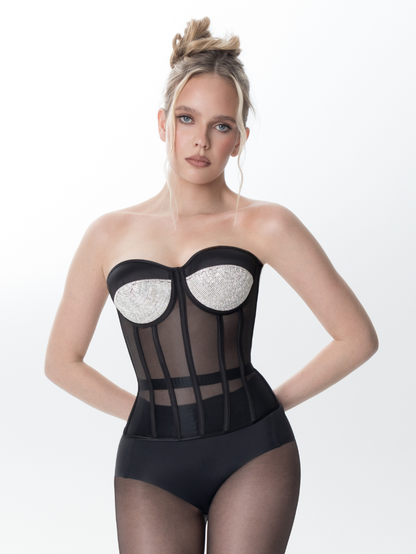 Fashion Ave Red Rhinestone Corset Top