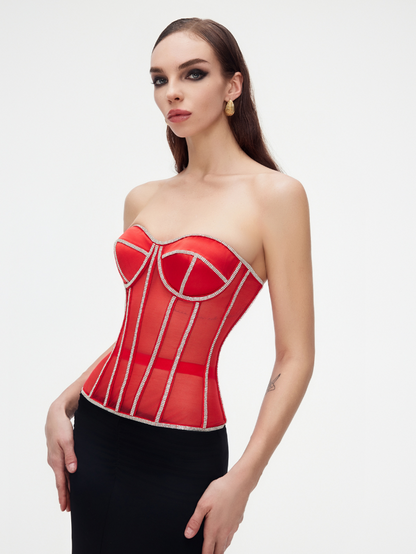 Fashion Ave Rhinestone Trim Secret Form Corset